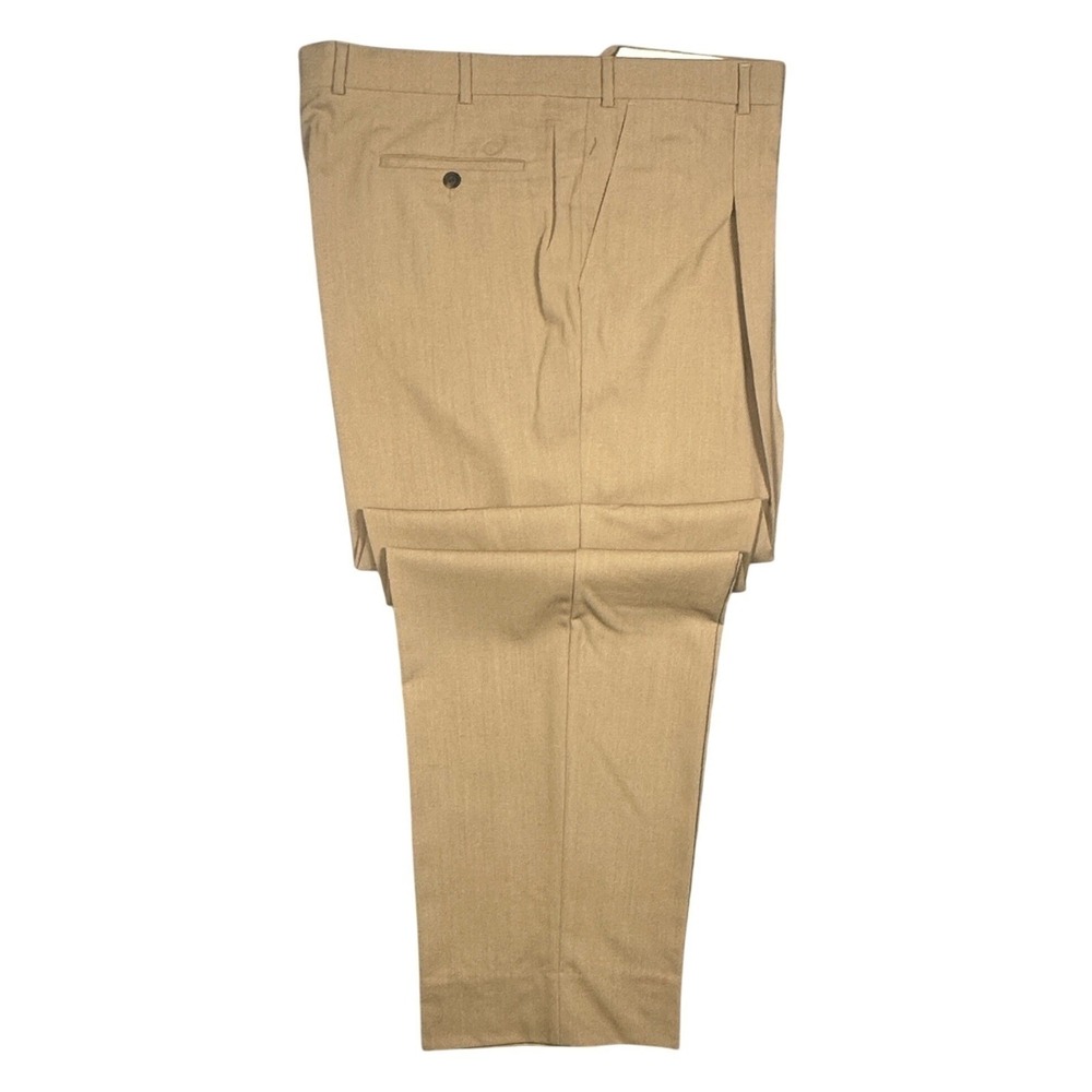 Bachrach Dress‎ Pants Men 44 Tan Pure Wool Double Pleated